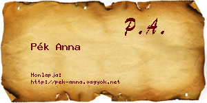 Pék Anna névjegykártya